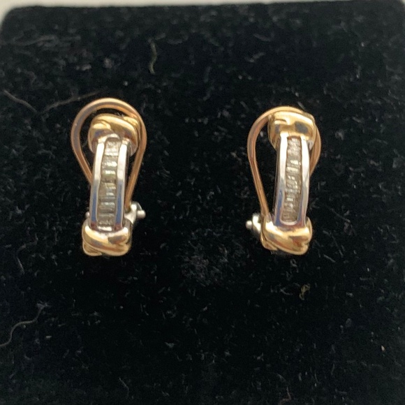 Genuine Diamond 14K Yellow Gold over White Gold - Picture 1 of 3